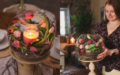 Jarná dekorácia zo starého akvárka