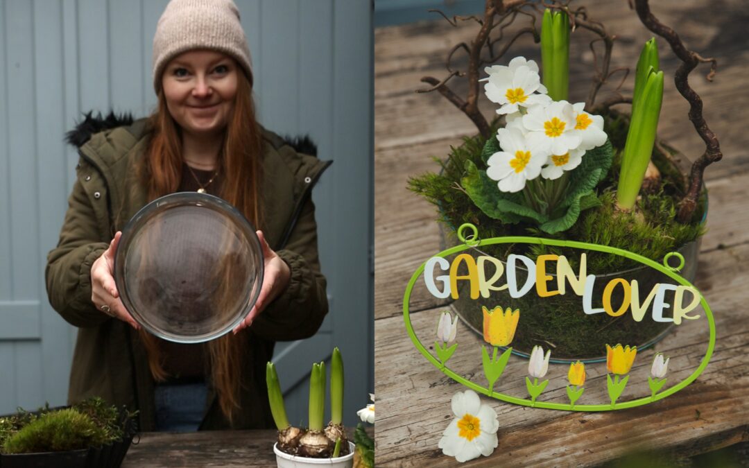 Prírodná dekorácia z prvosienky a hyacintov