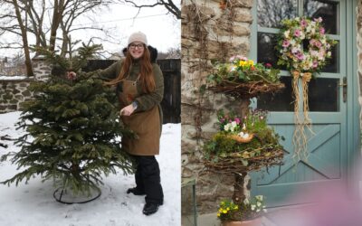 DIY – jarný etažér z rezaného vianočného stromčeka