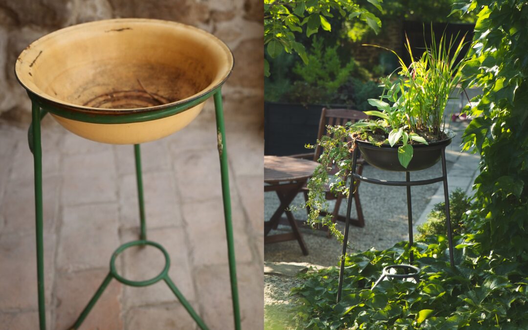 DIY – premena stojana na umývanie rúk na záhradnú dekoráciu