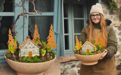 Jarná dekorácia v terakotovej miske